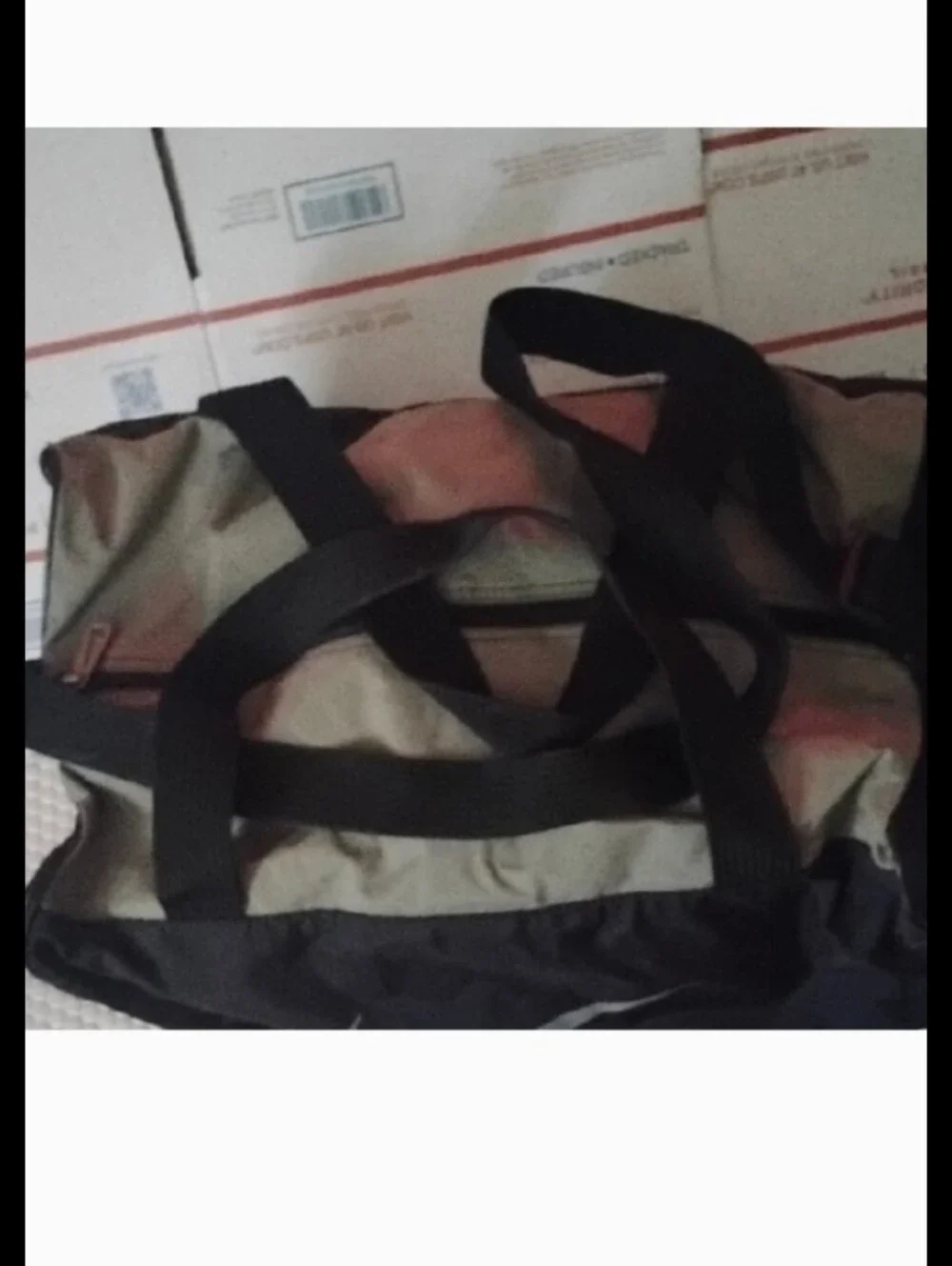Nike Black and Tan Duffel Bag with Reflective Stripes